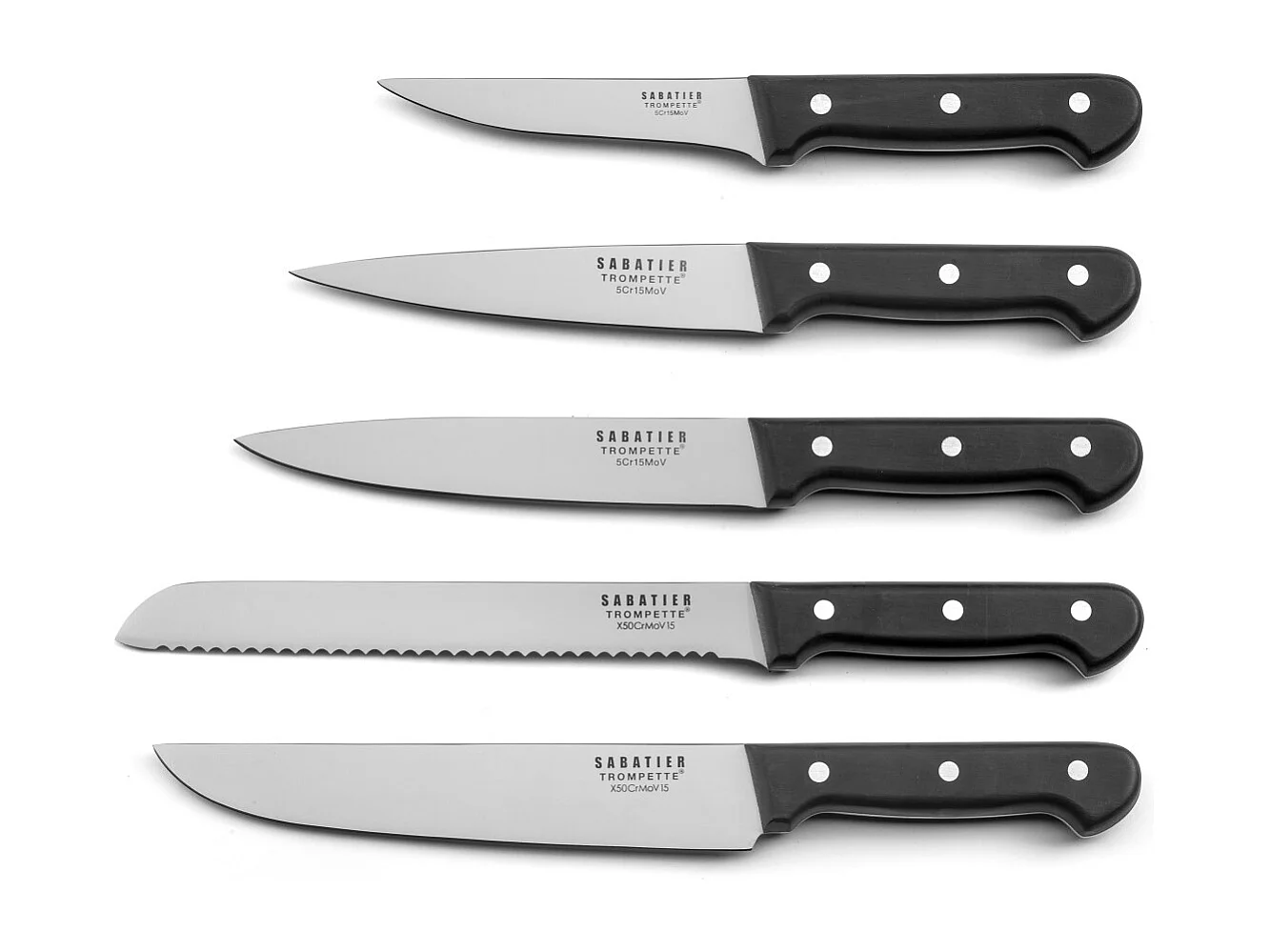 Universal - Bloc spaghetti bois noir avec 5 couteaux de cuisine