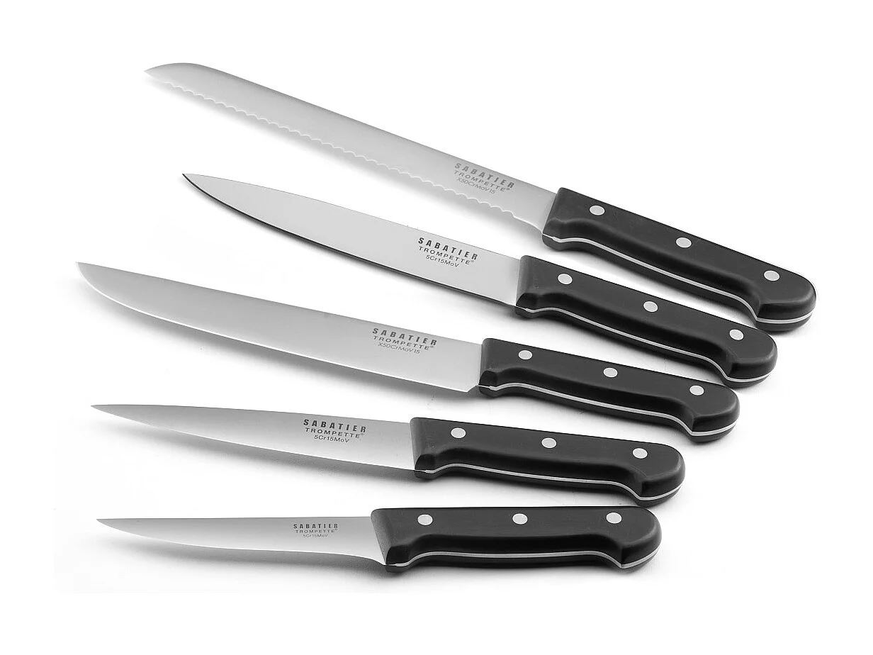 Universal - Bloc spaghetti bois noir avec 5 couteaux de cuisine