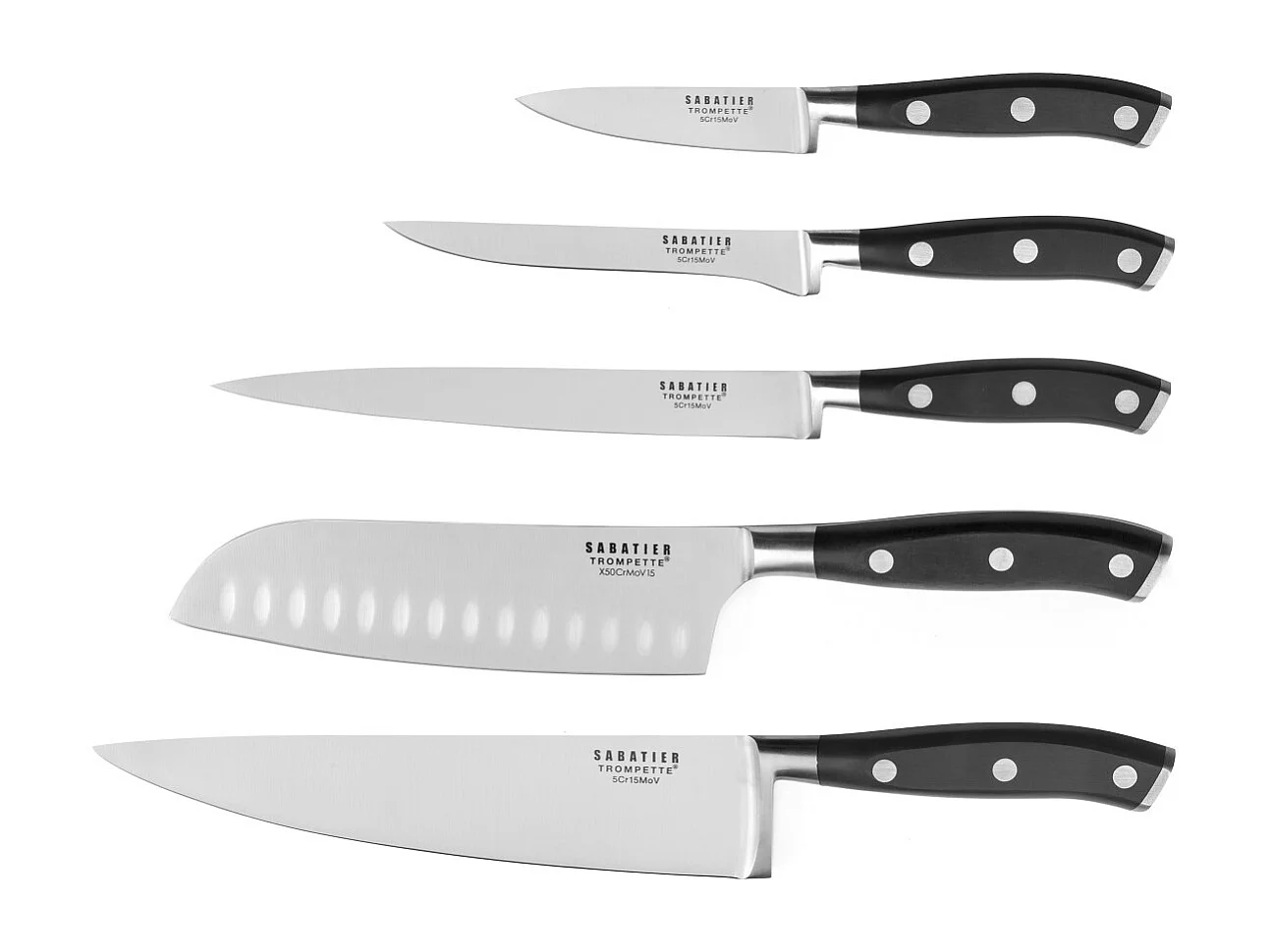 Vulcano - Bloc spaghetti en bois noir 5 couteaux de cuisine