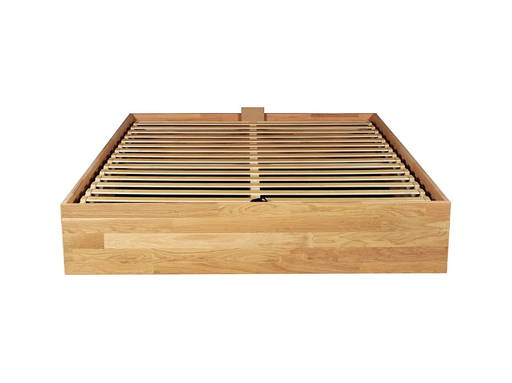 Lit coffre 140x200cm BEN + sommier/ Chêne massif huilé