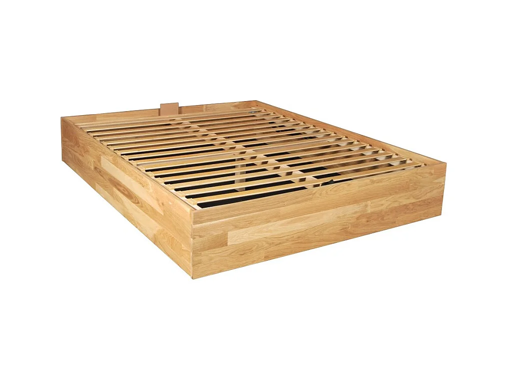 Lit coffre 140x200cm BEN + sommier/ Chêne massif huilé