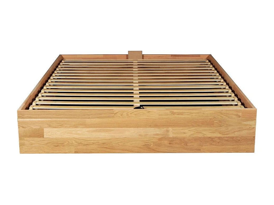 Lit coffre 160x200cm BEN + sommier/ Chêne massif huilé