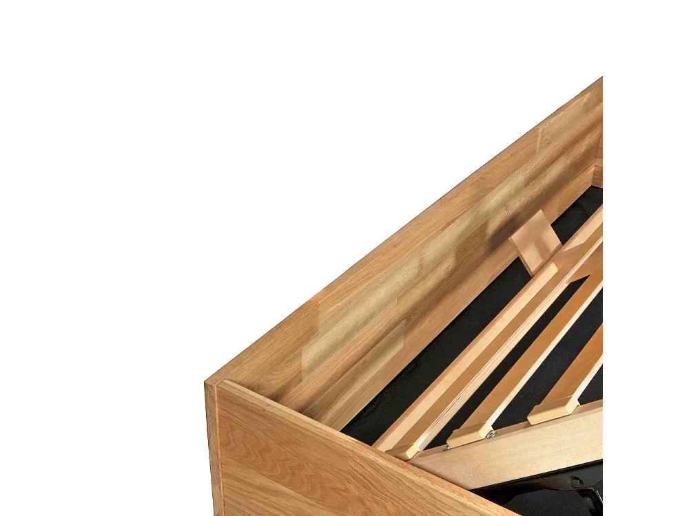 Lit coffre 160x200cm BEN + sommier/ Chêne massif huilé