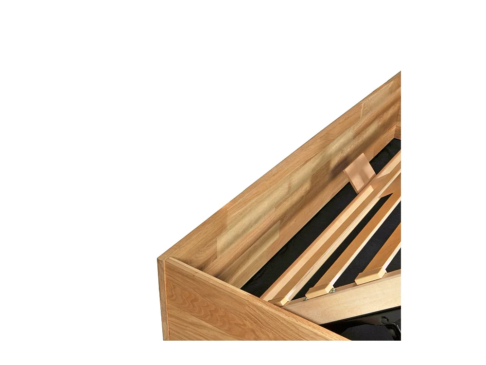 Lit coffre 180x200cm BEN + sommier/ Chêne massif huilé