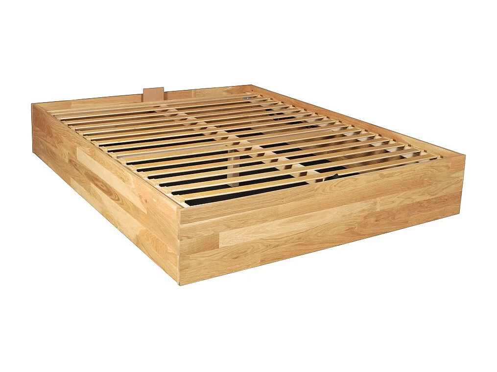 Lit coffre 180x200cm BEN + sommier/ Chêne massif huilé