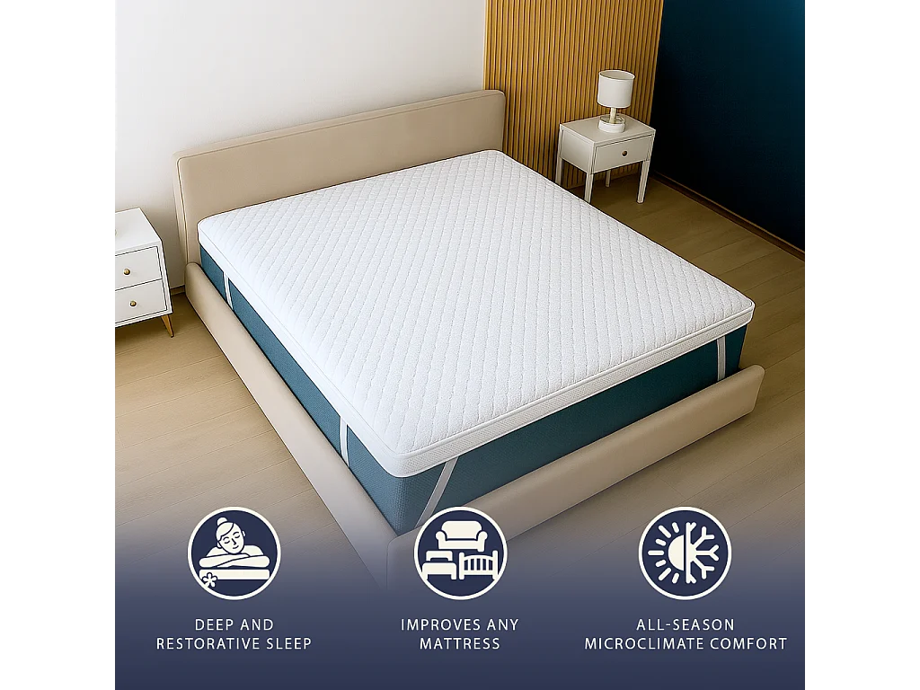 Topper simple 90x190 Memory Foam Pur | Hauteur 5 cm | Respirant, hypoallergénique | Italie