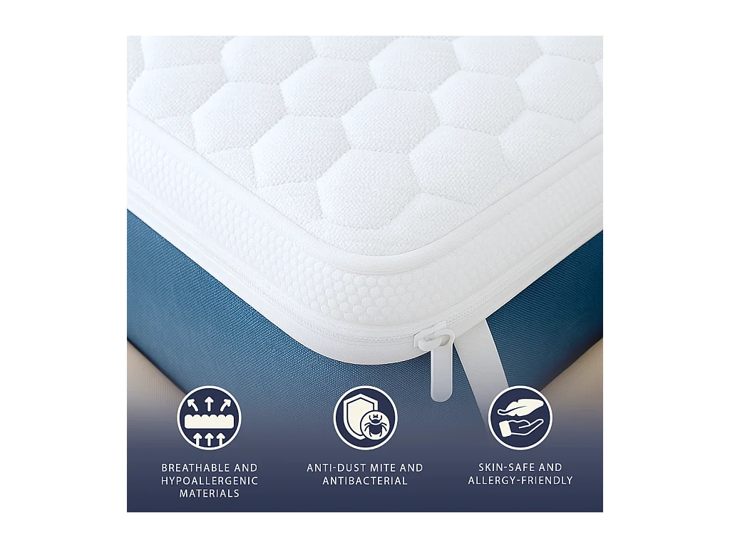 Topper simple 80x190 Memory Foam Pur | Hauteur 5 cm | Respirant, hypoallergénique | Italie