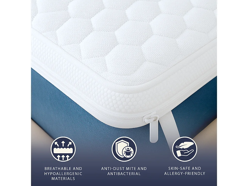 Topper matrimonial francés 140x200 Memory Foam puro | Altura 5 cm | Transpirable e Hipoalergénico