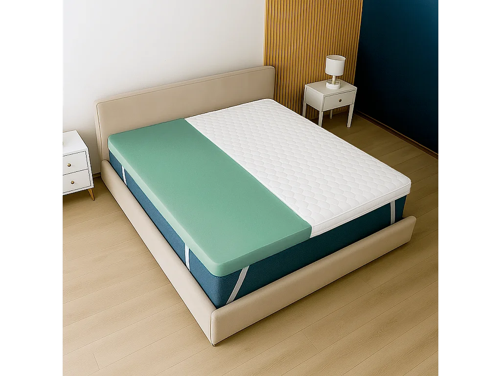 Topper double français 135x190 Memory Foam Pur | Hauteur 5 cm | Respirant, hypoallergénique | Italie