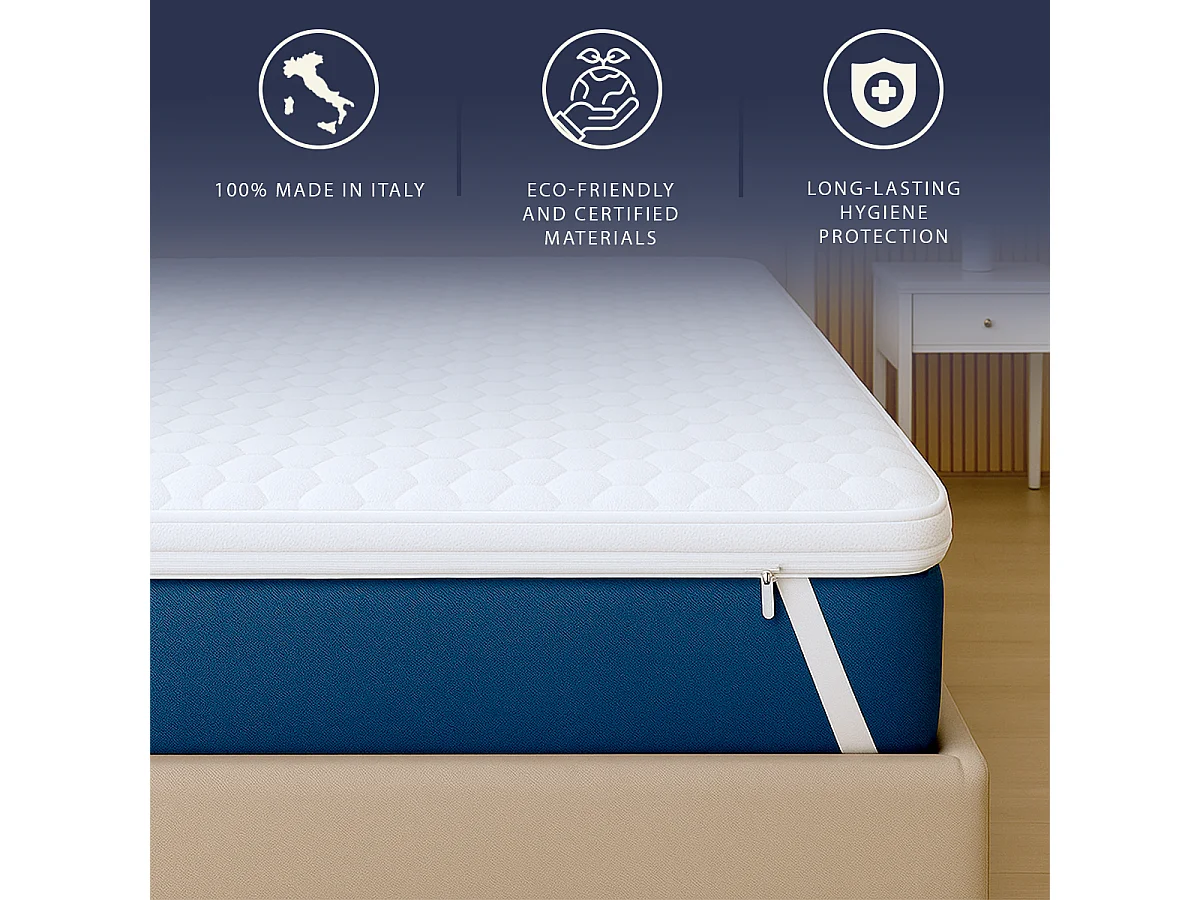 Topper double 160x190 Memory Foam Pur | Hauteur 5 cm | Respirant, hypoallergénique | Italie