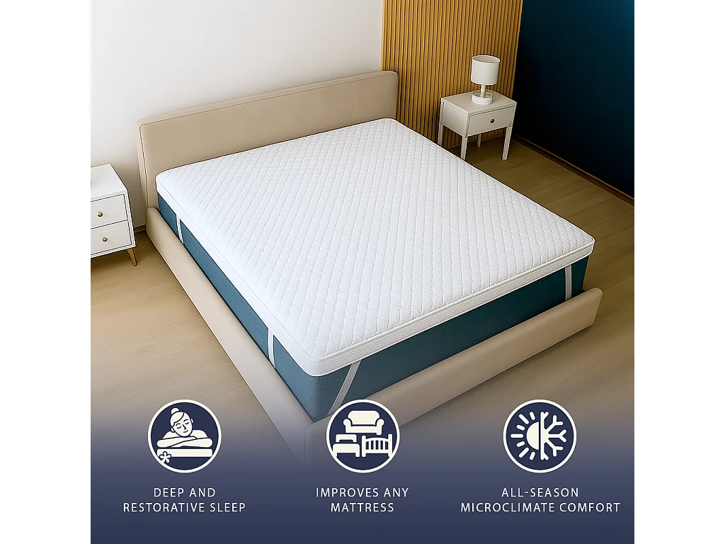 Topper double français 140x190 Memory Foam Pur | Hauteur 5 cm | Respirant, hypoallergénique | Italie