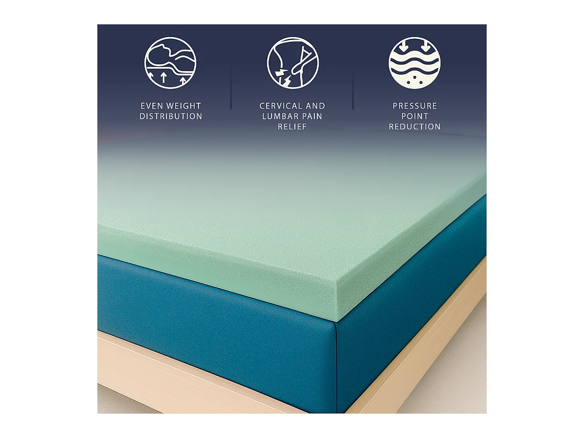 Topper une place et demie 120x190 Memory Foam Pur | Hauteur 5 cm | Respirant, hypoallergénique | Italie