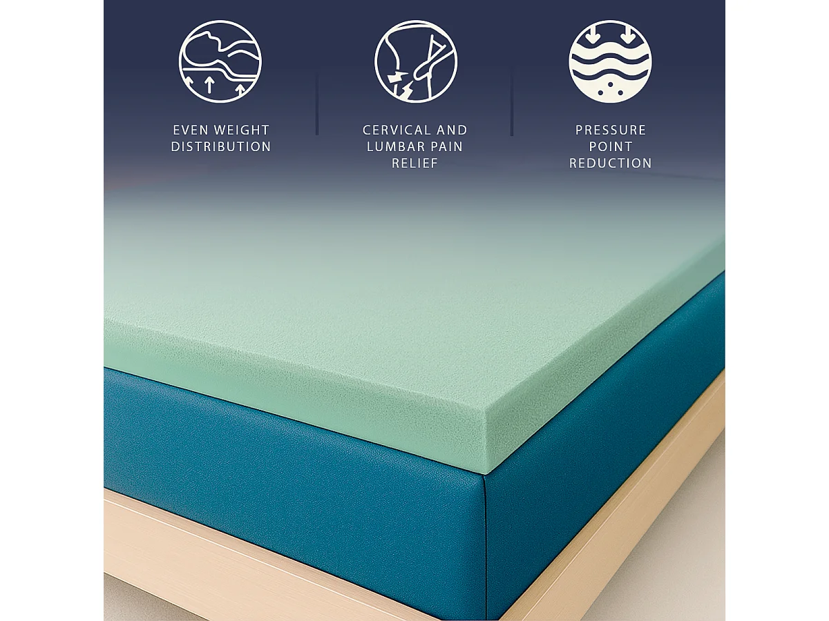 Topper une place et demie 120x190 Memory Foam Pur | Hauteur 5 cm | Respirant, hypoallergénique | Italie