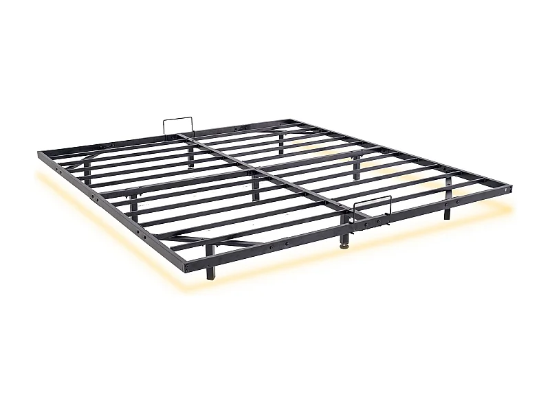 LED cadre de lit en métal, 160x200 cm, hauteur 20 cm, cadre flottant