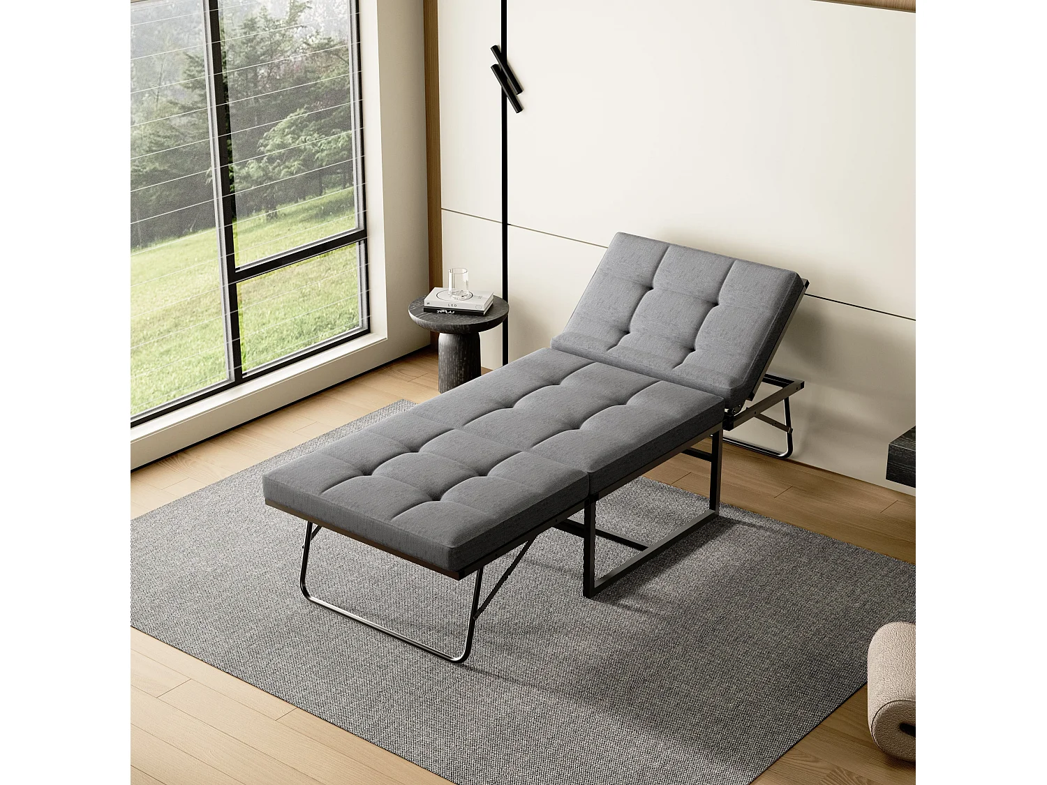 Lit Pliant 76x197 CM, Canapé-lit 1 Personne pour Adult，Dossier réglable sur 5 Positions, Aucun Assemblage requis