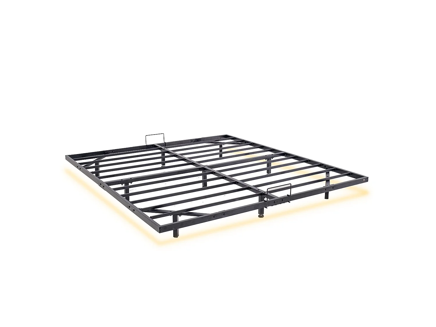 LED-bedframe van metaal 140x190 cm, hoogte 20 cm, zwevend bedframe, verborgen poten, zwart