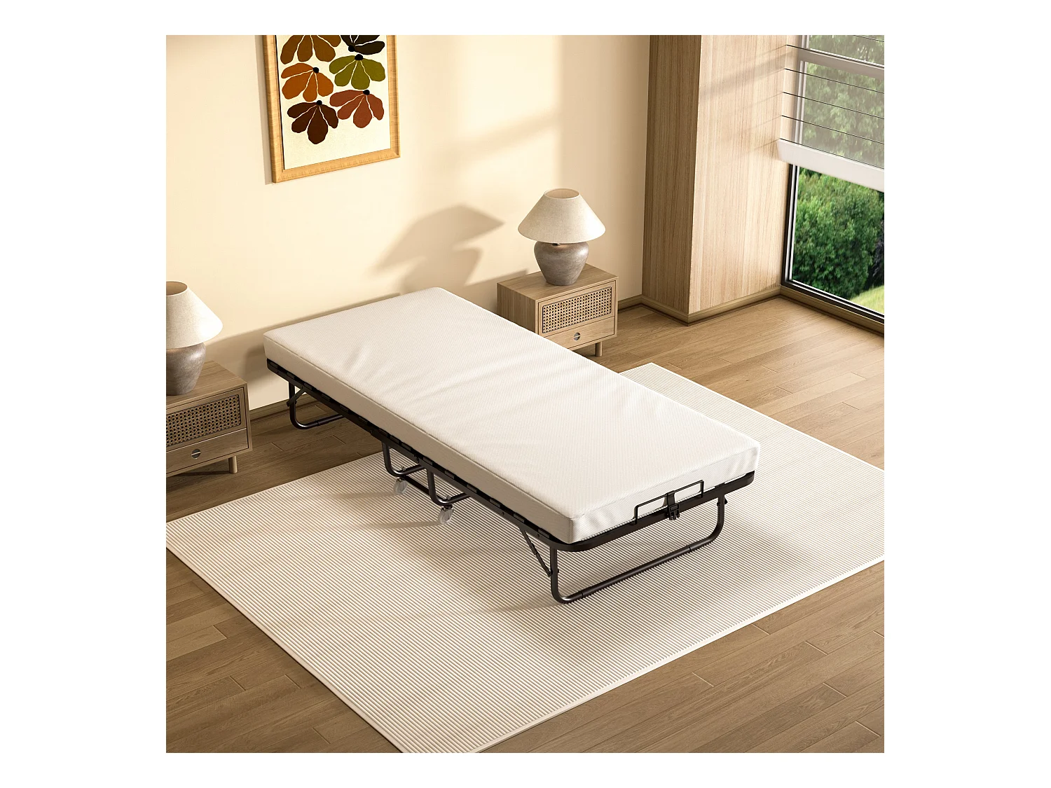 Lit pliant adulte 80x190 CM avec matelas de 10 cm
