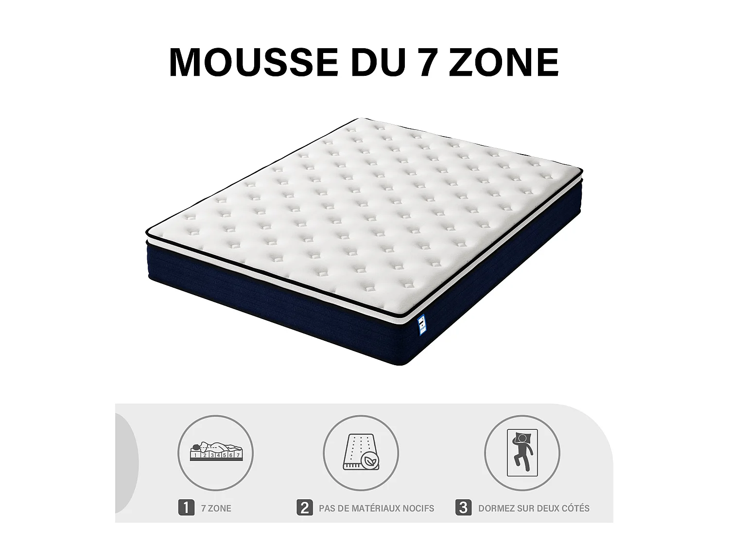 Matelas à ressorts 140x200 CM, épaisseur 25 cm