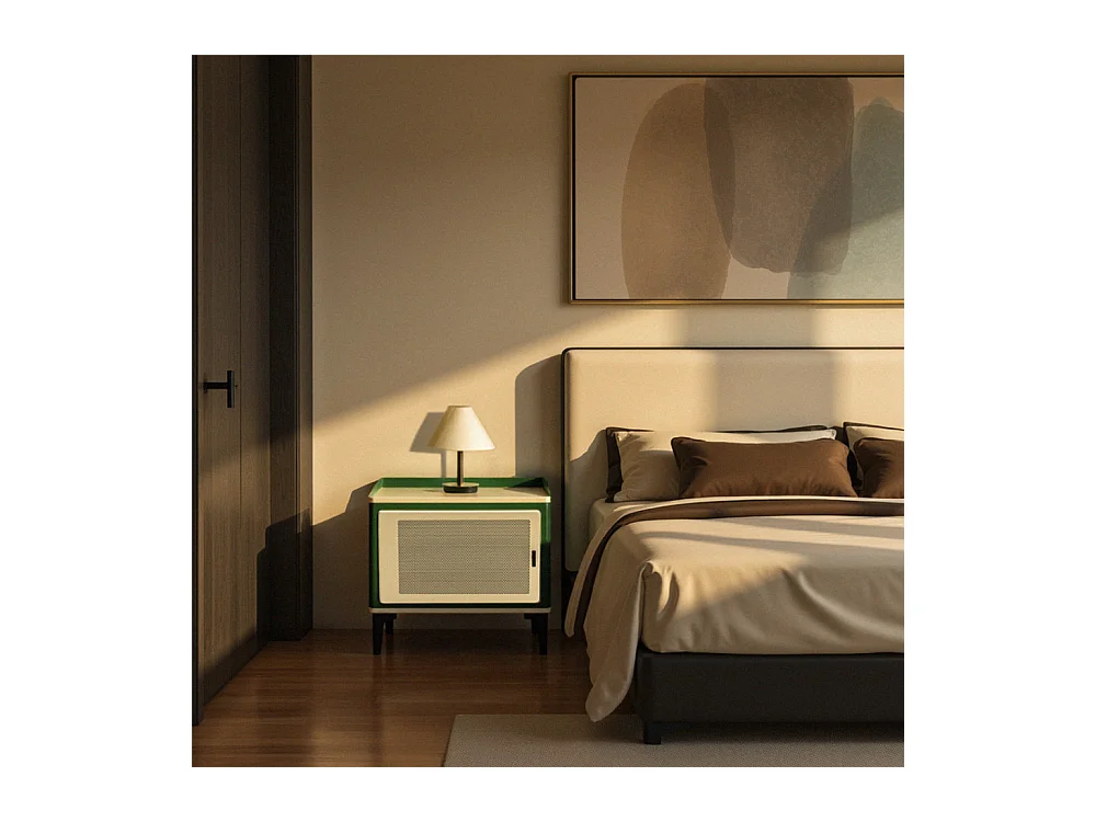 Vintagio - Table de chevet 1 porte en métal - Vert