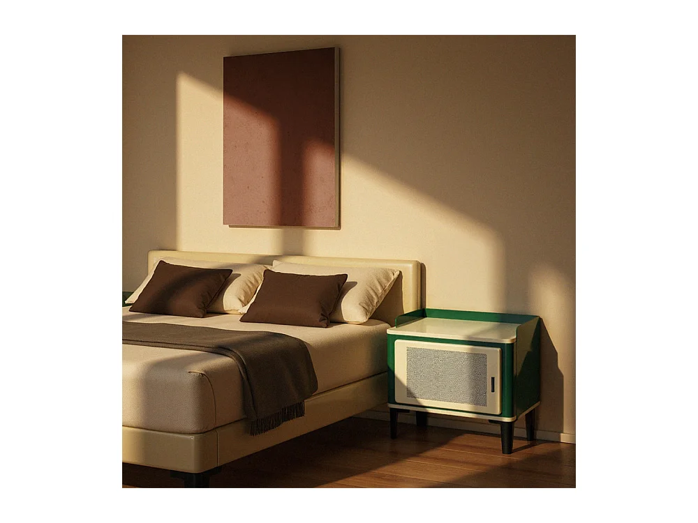 Vintagio - Table de chevet 1 porte en métal - Vert