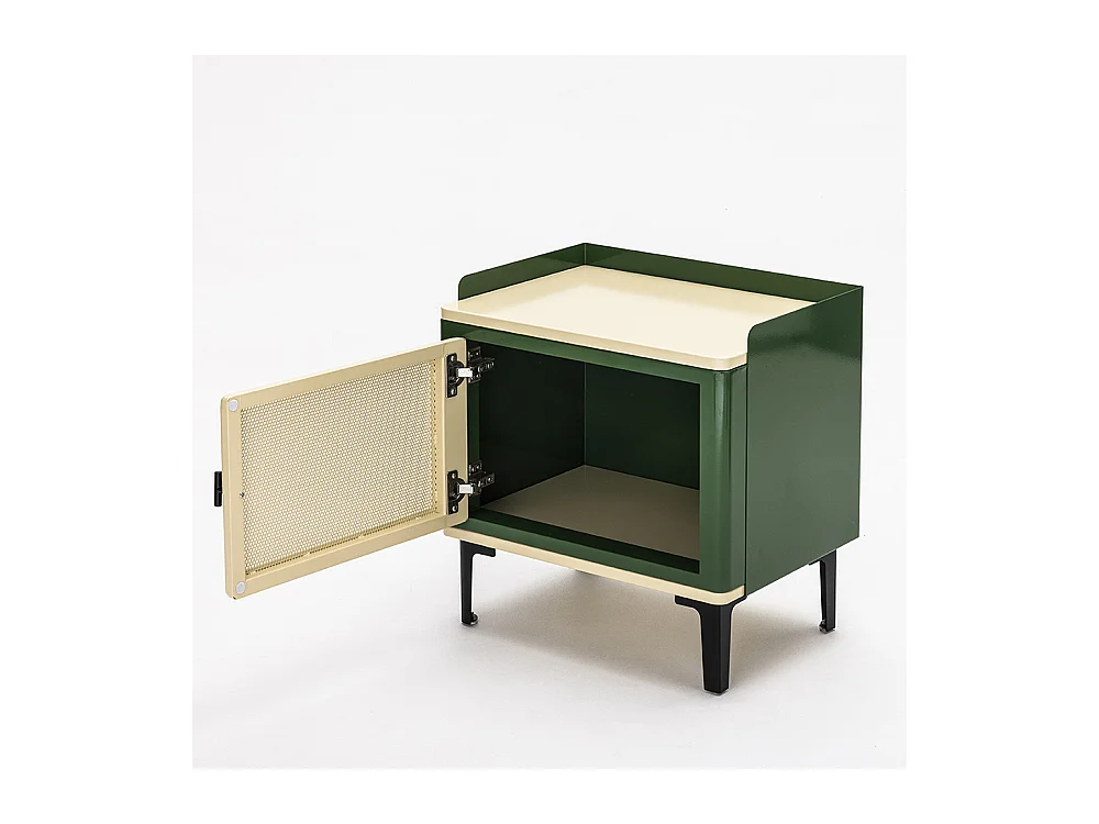 Vintagio - Table de chevet 1 porte en métal - Vert