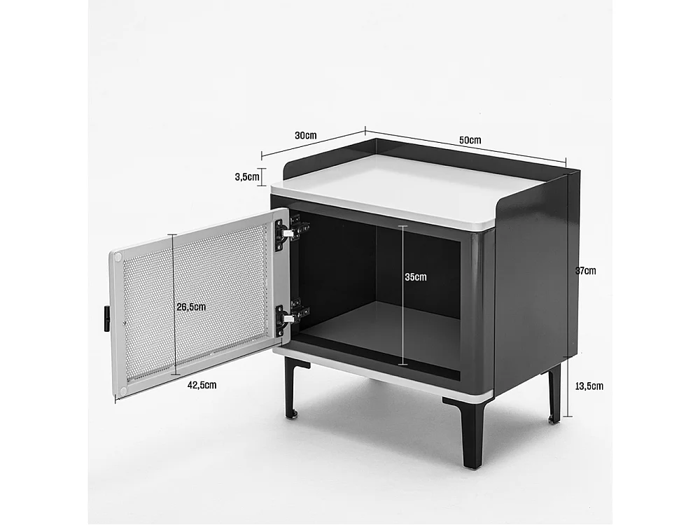 Vintagio - Table de chevet 1 porte en métal - Vert