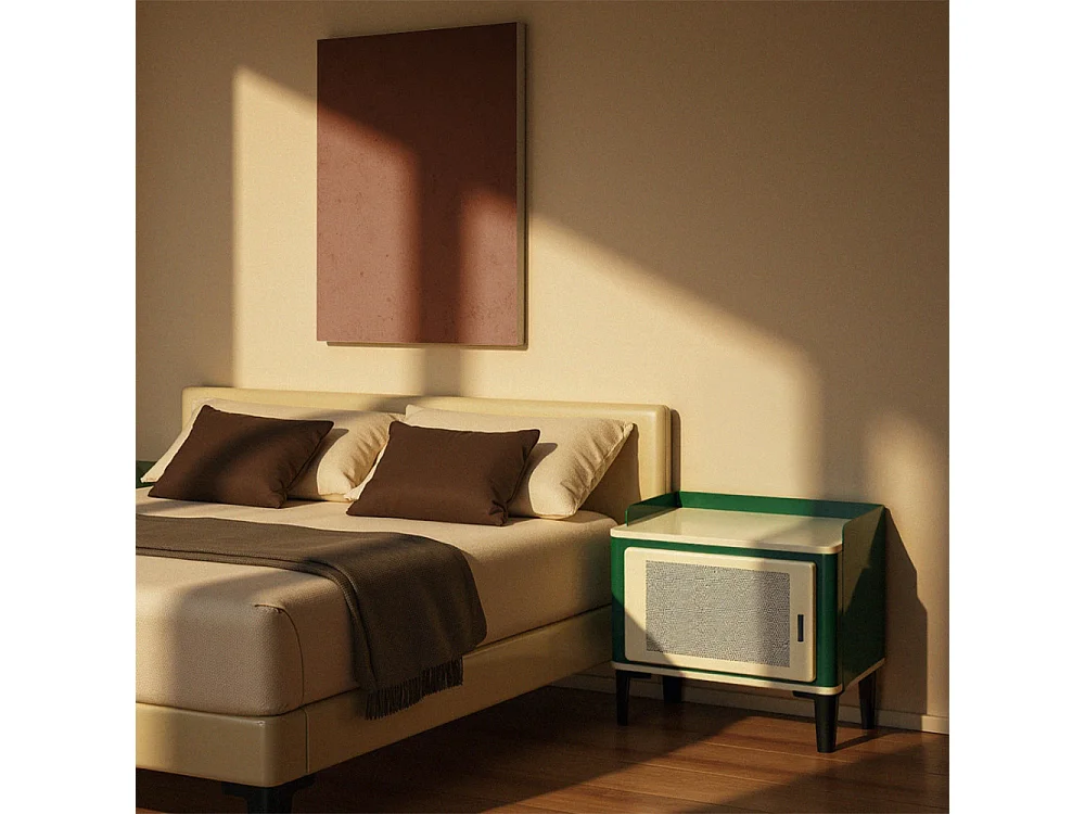 Vintagio - Table de chevet 1 porte en métal - Vert