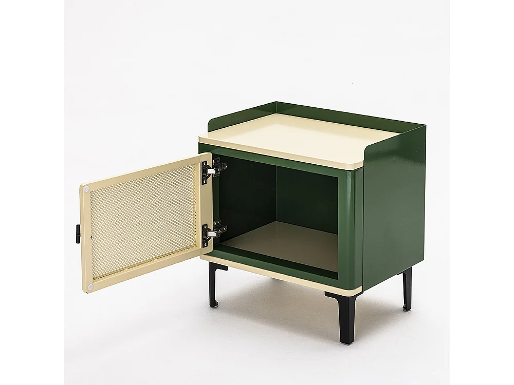 Vintagio - Table de chevet 1 porte en métal - Vert