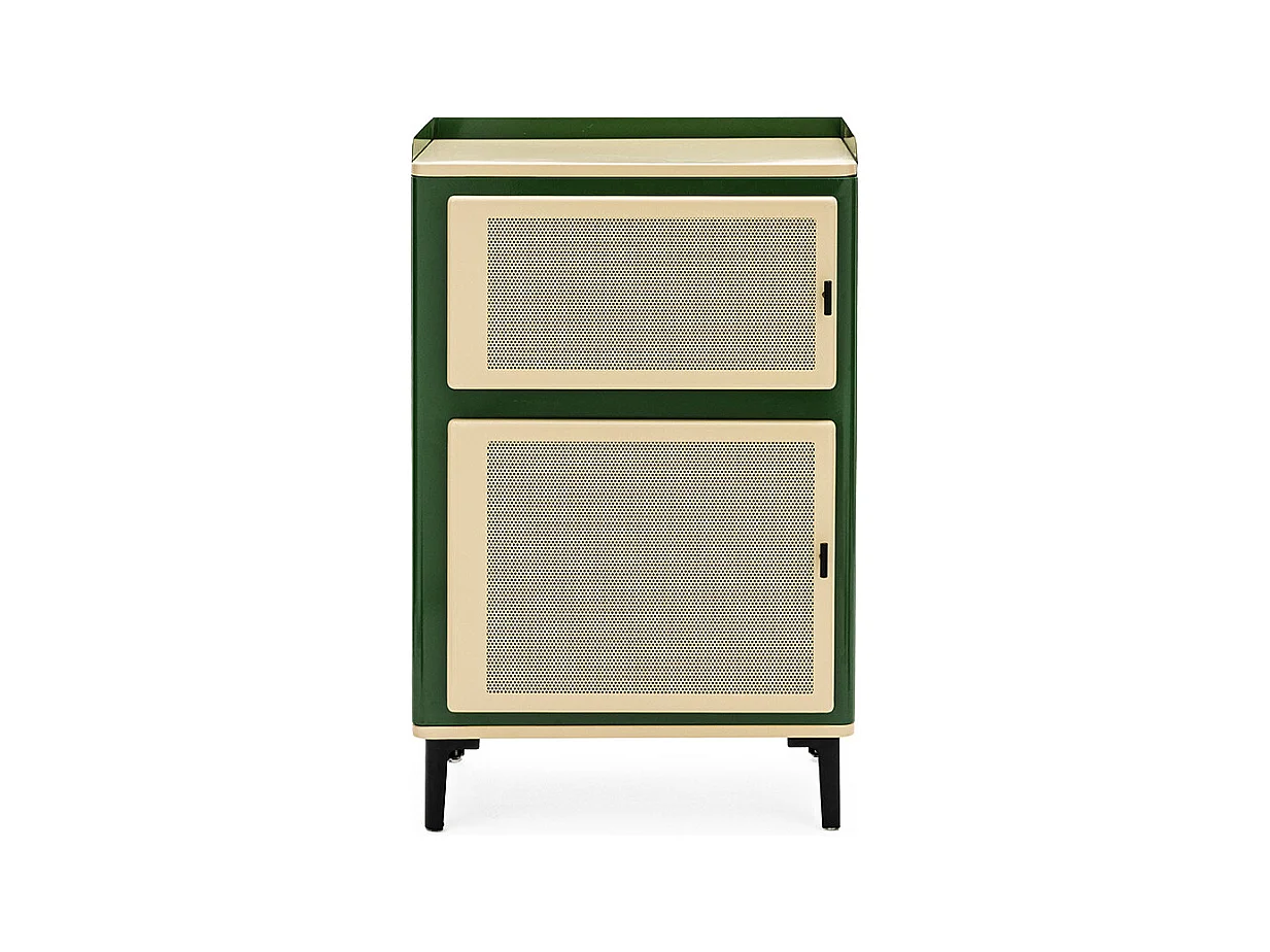 Vintagio - Petit meuble de rangement 2 portes en métal H94cm - Vert