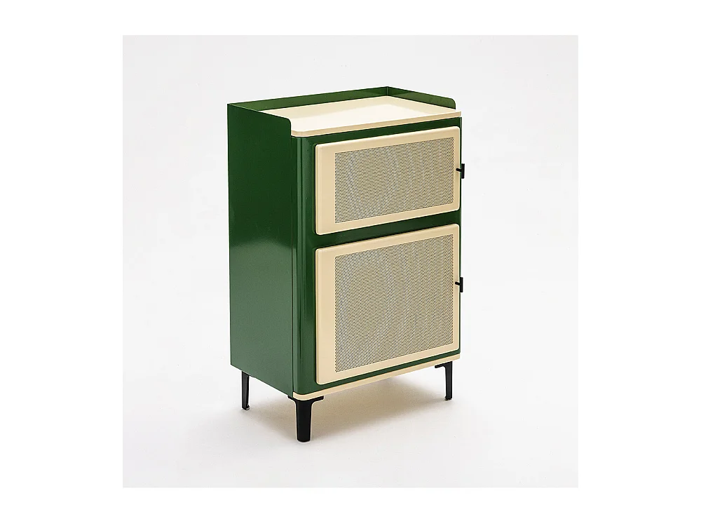 Vintagio - Petit meuble de rangement 2 portes en métal H94cm - Vert