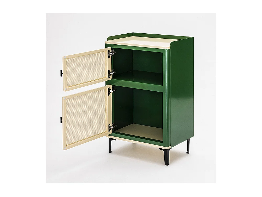 Vintagio - Petit meuble de rangement 2 portes en métal H94cm - Vert