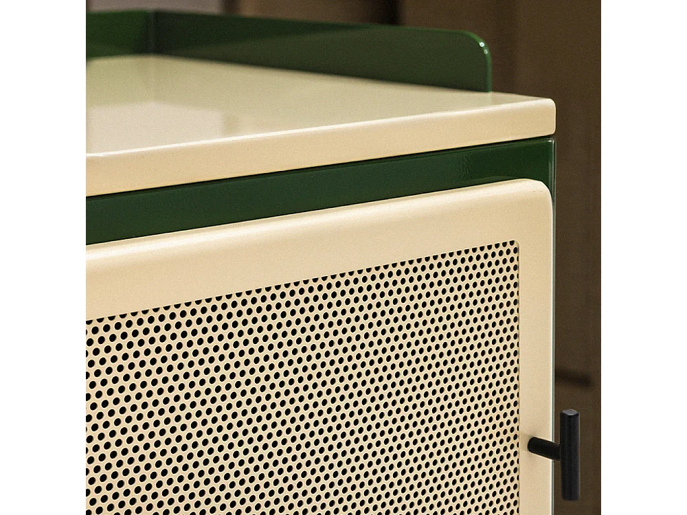 Vintagio - Petit meuble de rangement 2 portes en métal H94cm - Vert