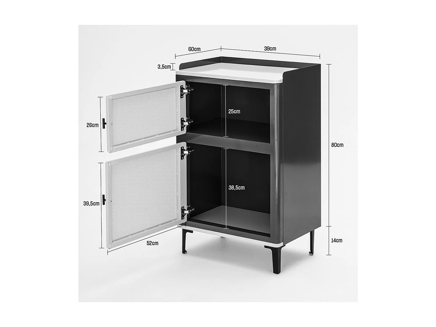 Vintagio - Petit meuble de rangement 2 portes en métal H94cm - Vert