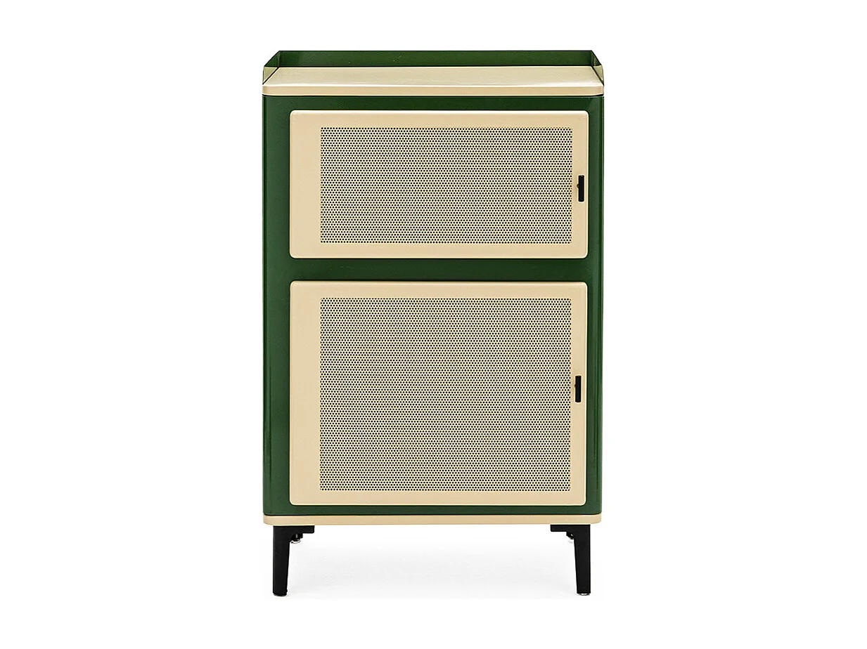 Vintagio - Petit meuble de rangement 2 portes en métal H94cm - Vert
