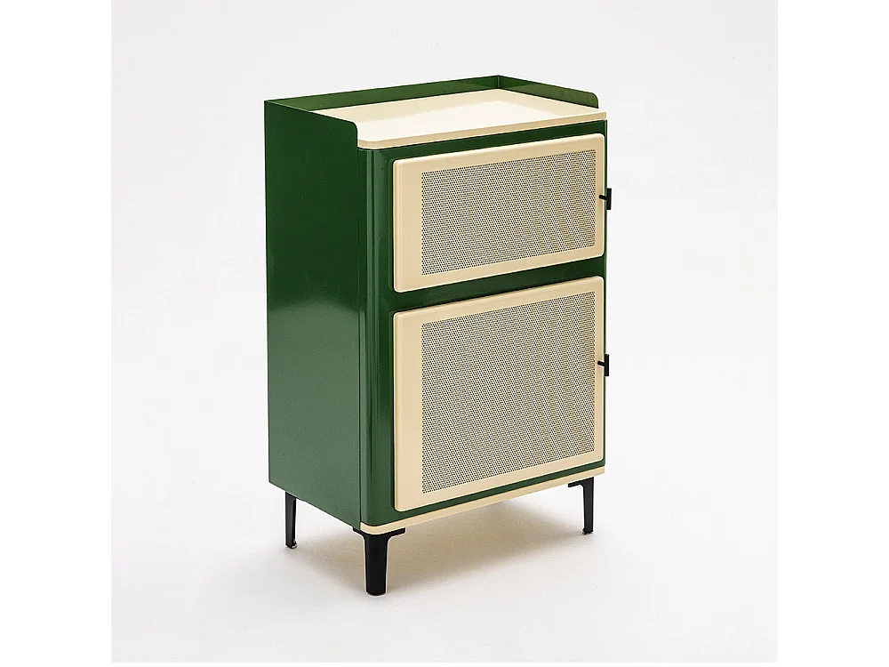 Vintagio - Petit meuble de rangement 2 portes en métal H94cm - Vert