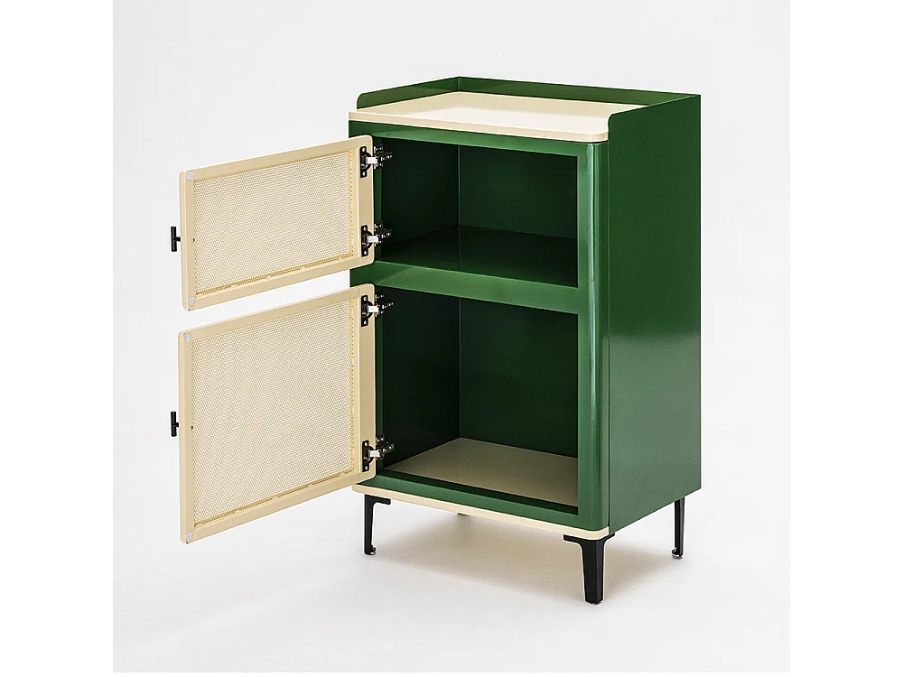 Vintagio - Petit meuble de rangement 2 portes en métal H94cm - Vert
