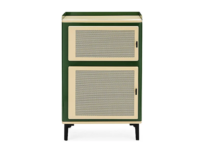 Vintagio - Petit meuble de rangement 2 portes en métal H94cm - Vert