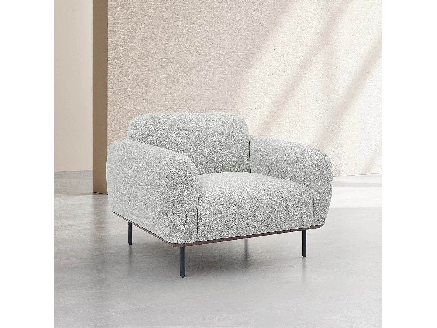 Habitat - Fauteuil en tissu et métal noir - Gris mélangé - Larimar