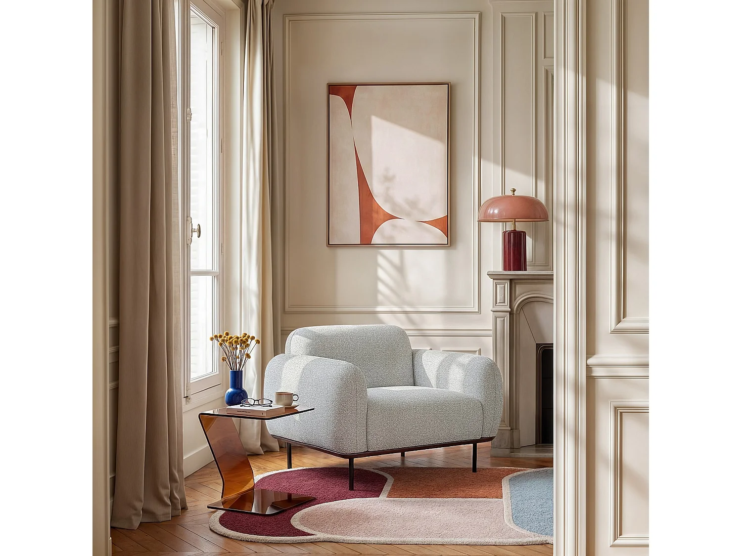 Habitat - Fauteuil en tissu et métal noir - Gris mélangé - Larimar