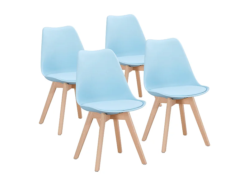 Chaises de Salle à Manger scandinave, Chaise de Bureau rétro, Bleu Clair, Lot de 4