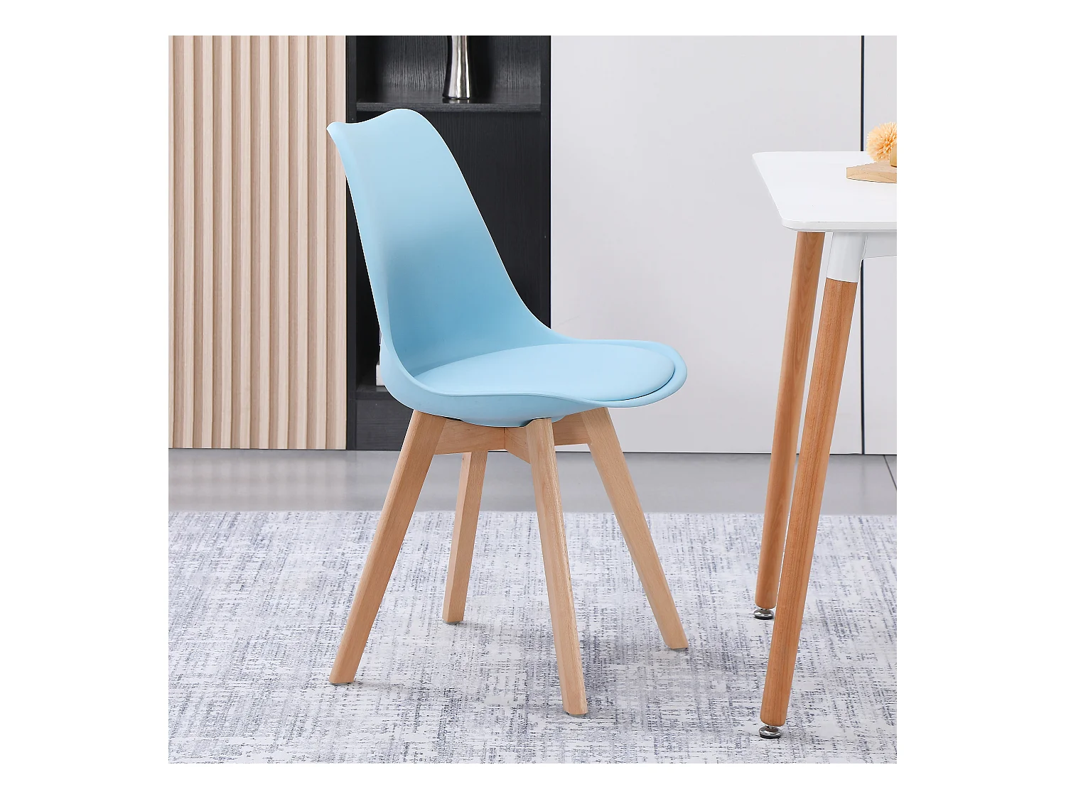Chaises de Salle à Manger scandinave, Chaise de Bureau rétro, Bleu Clair, Lot de 4