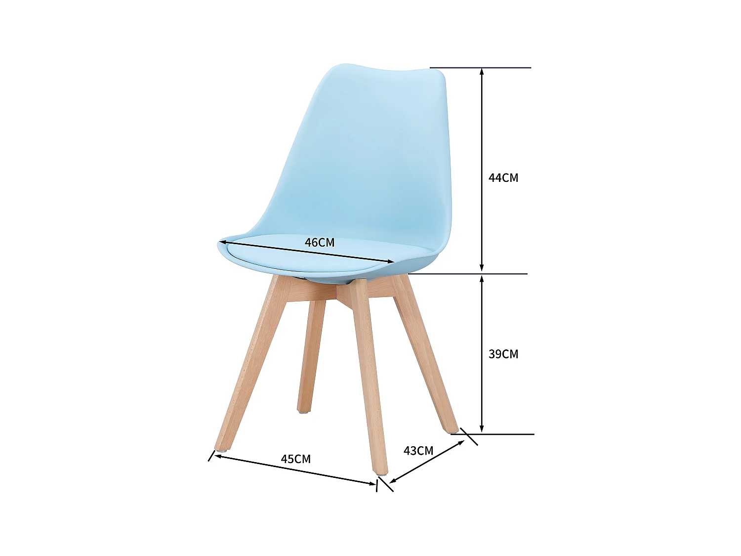 Chaises de Salle à Manger scandinave, Chaise de Bureau rétro, Bleu Clair, Lot de 4