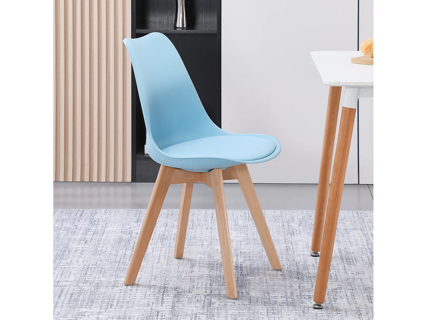 Chaises de Salle à Manger scandinave, Chaise de Bureau rétro, Bleu Clair, Lot de 4