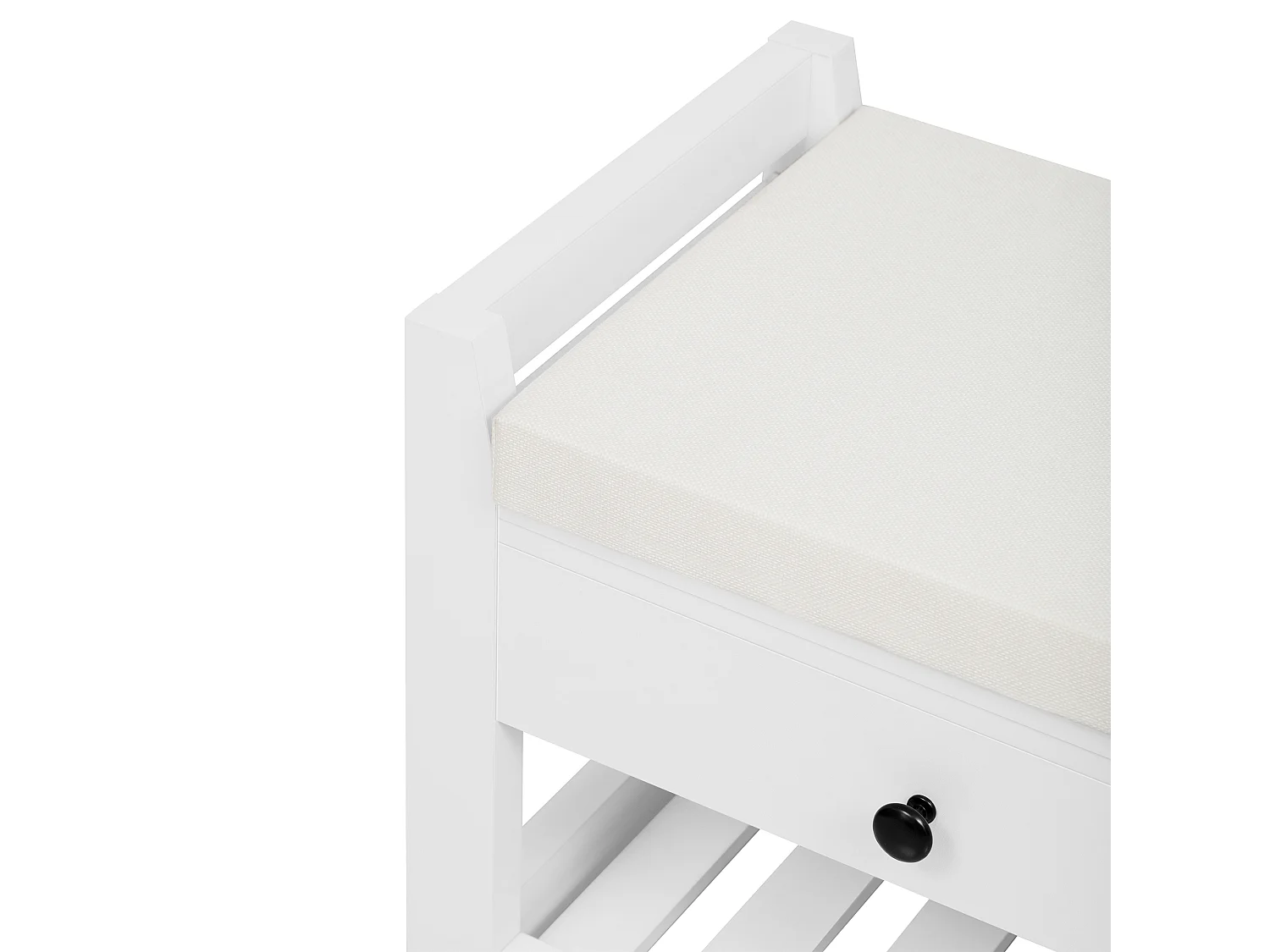 Banco zapatero moderno con asiento y espacio de almacenaje, superficie acolchada suave, zapatero para entrada, MDF, blanco (101 x 35 x 50 cm)