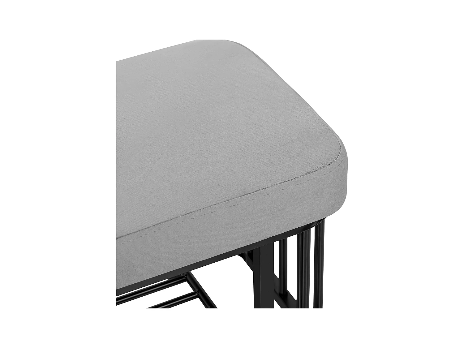 Banc à chaussures moderne avec assise en velours et structure métallique stable, pieds réglables, gain de place, gris et noir (80x35x39.5 cm)