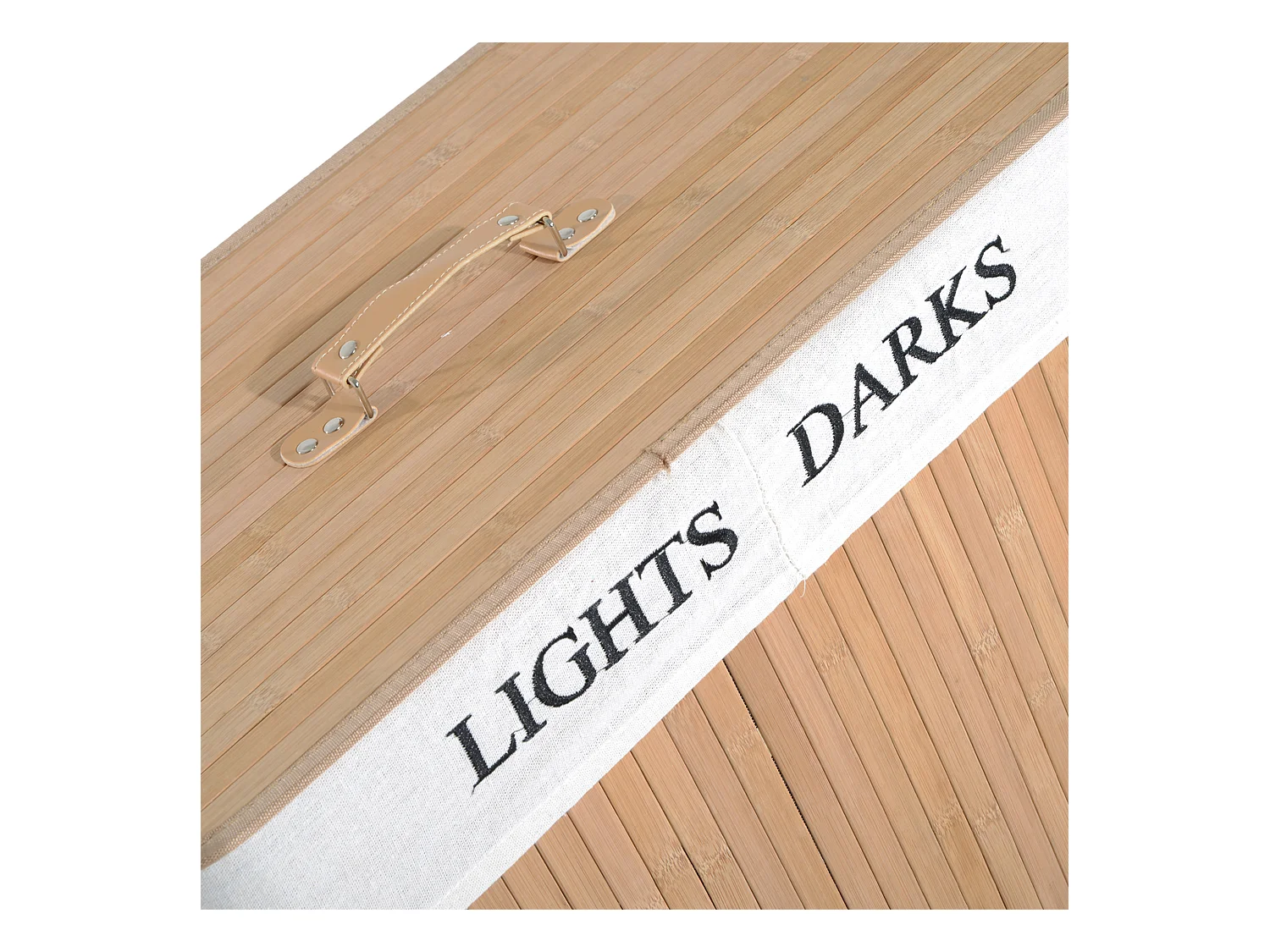 Panier à linge 100L avec couvercle, sac en toile de bambou, naturel, (52x32x63 cm)