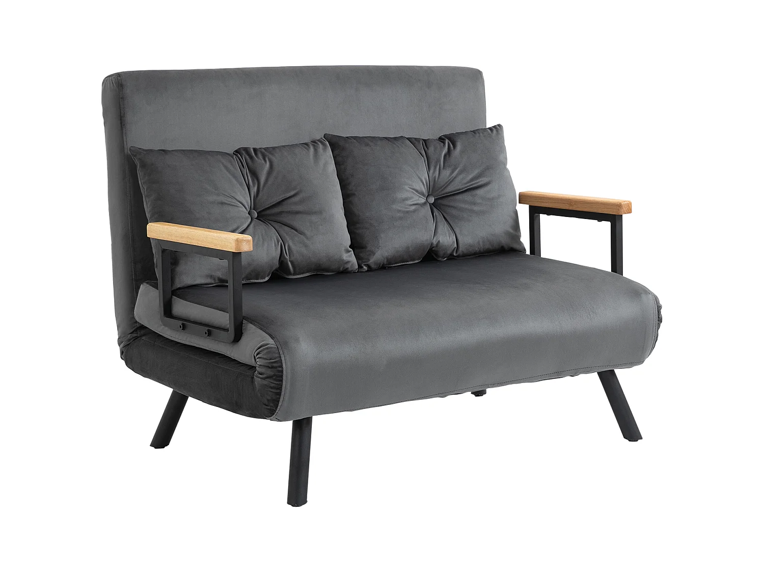 Slaapbank met opbergruimte, fluweel, kussens, staal, donkergrijs (102x73x81cm)