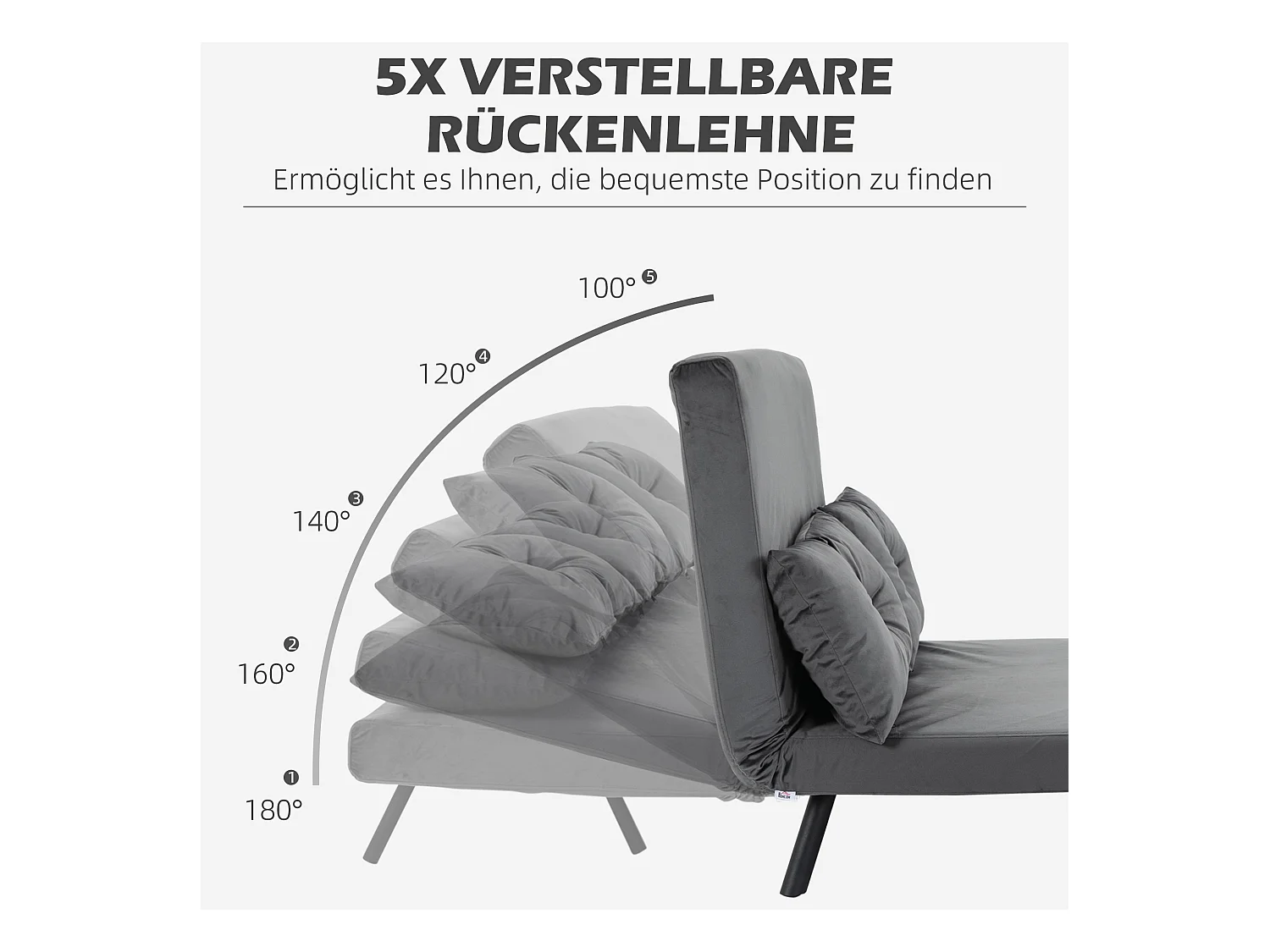 Slaapbank met opbergruimte, fluweel, kussens, staal, donkergrijs (102x73x81cm)