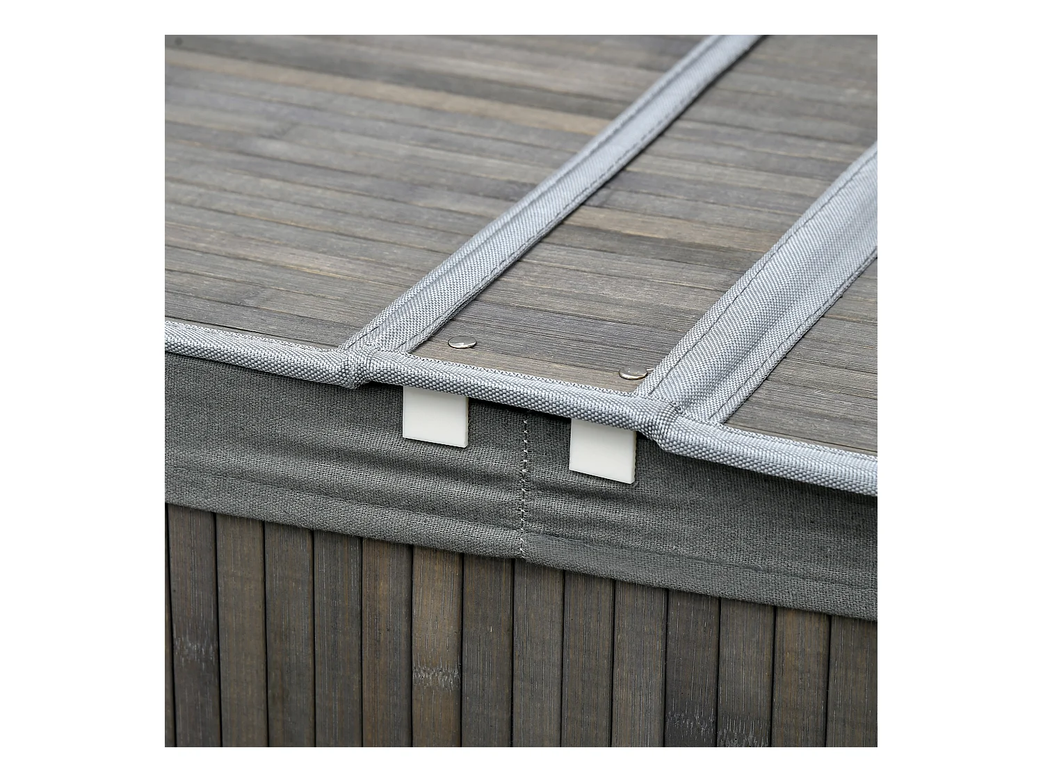 Panier à linge en bambou, avec couvercle, 100L, 2 sacs amovibles, gris (62.5x37x60.5 cm)