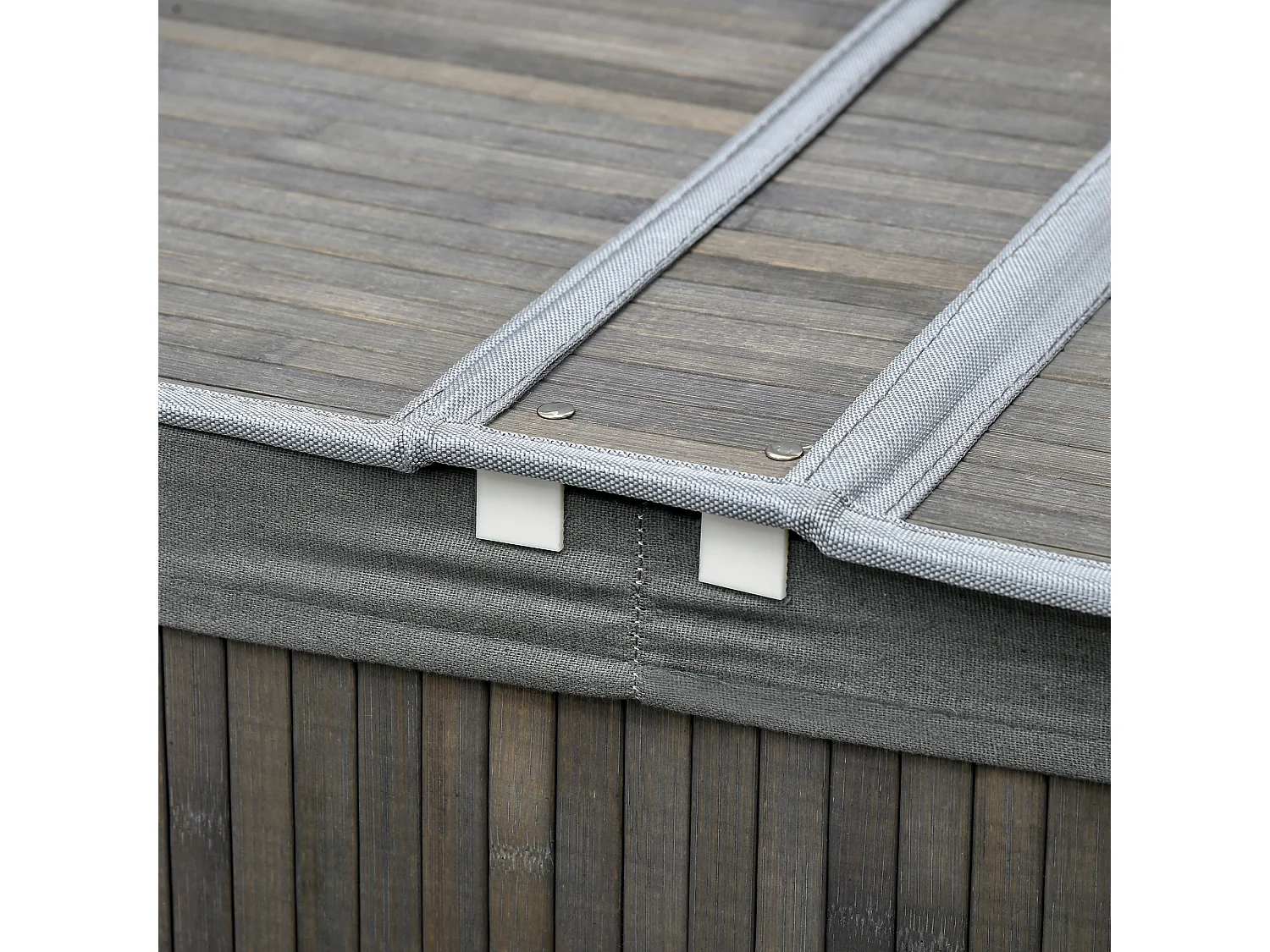 Panier à linge en bambou, avec couvercle, 100L, 2 sacs amovibles, gris (62.5x37x60.5 cm)